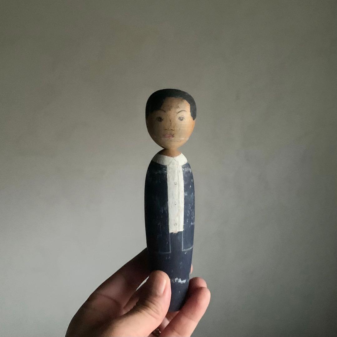 似顔絵こけし No.7 弔い 1965年制作 木偶 古道具 アンティーク
