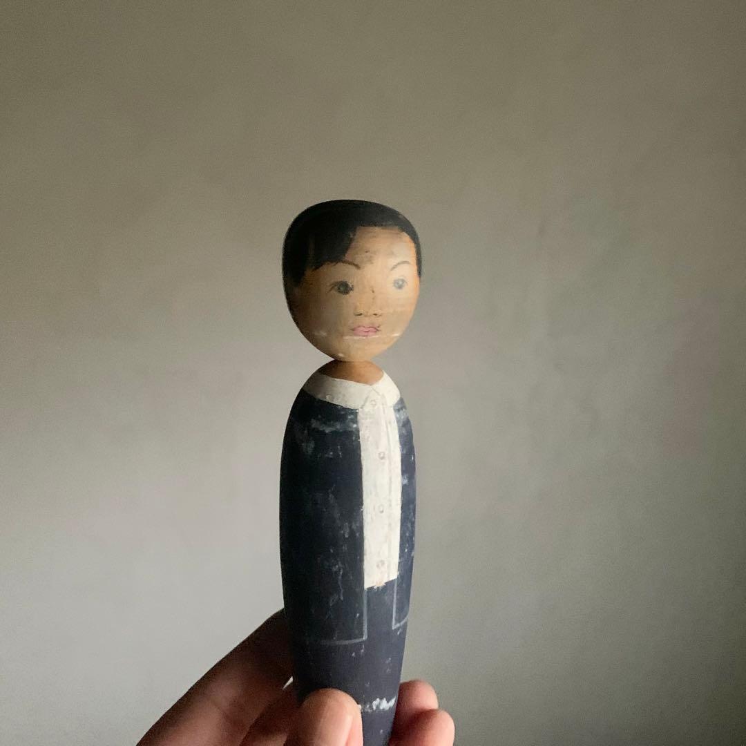 似顔絵こけし No.7 弔い 1965年制作 木偶 古道具 アンティーク