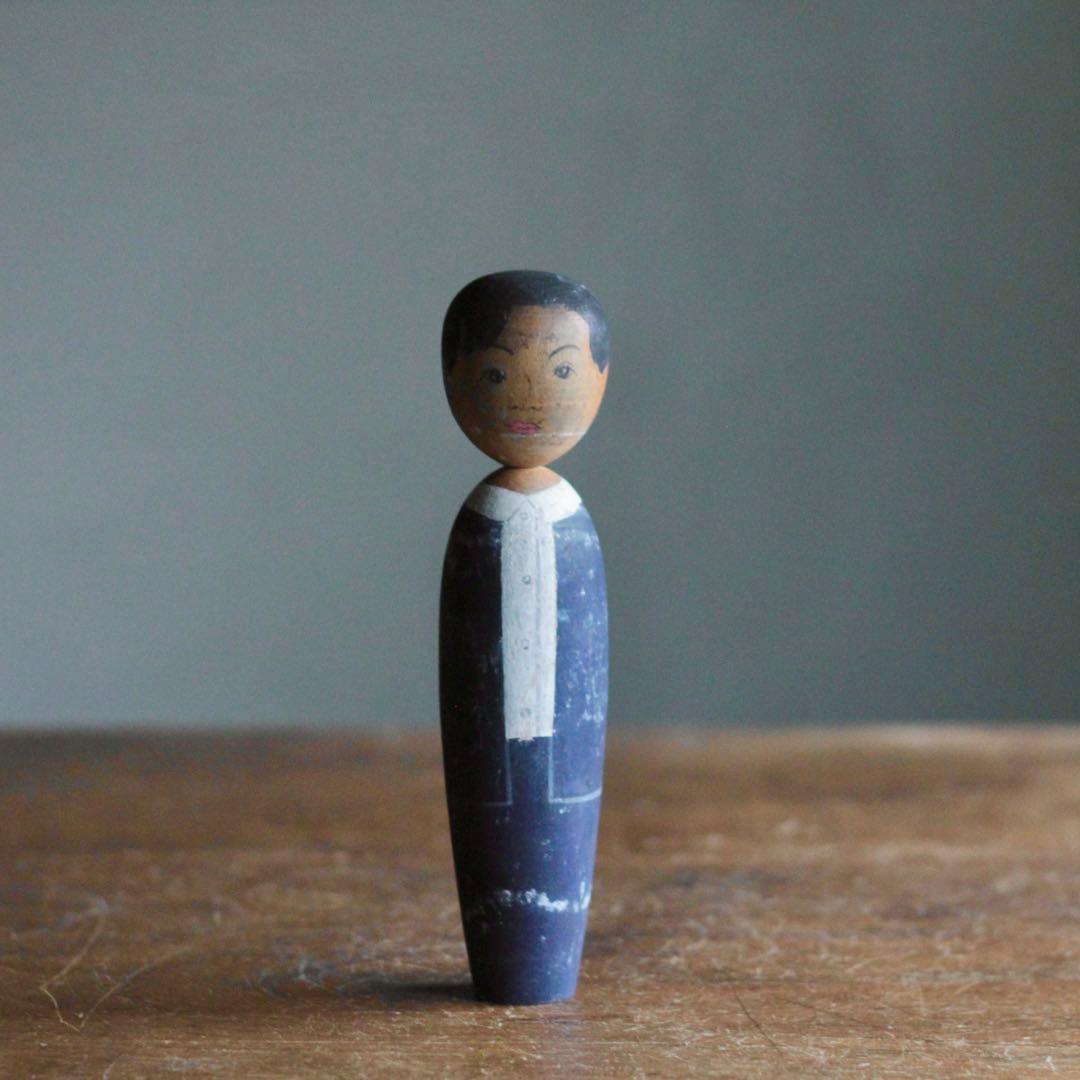 似顔絵こけし No.7 弔い 1965年制作 木偶 古道具 アンティーク
