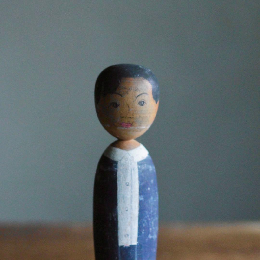 似顔絵こけし No.7 弔い 1965年制作 木偶 古道具 アンティーク