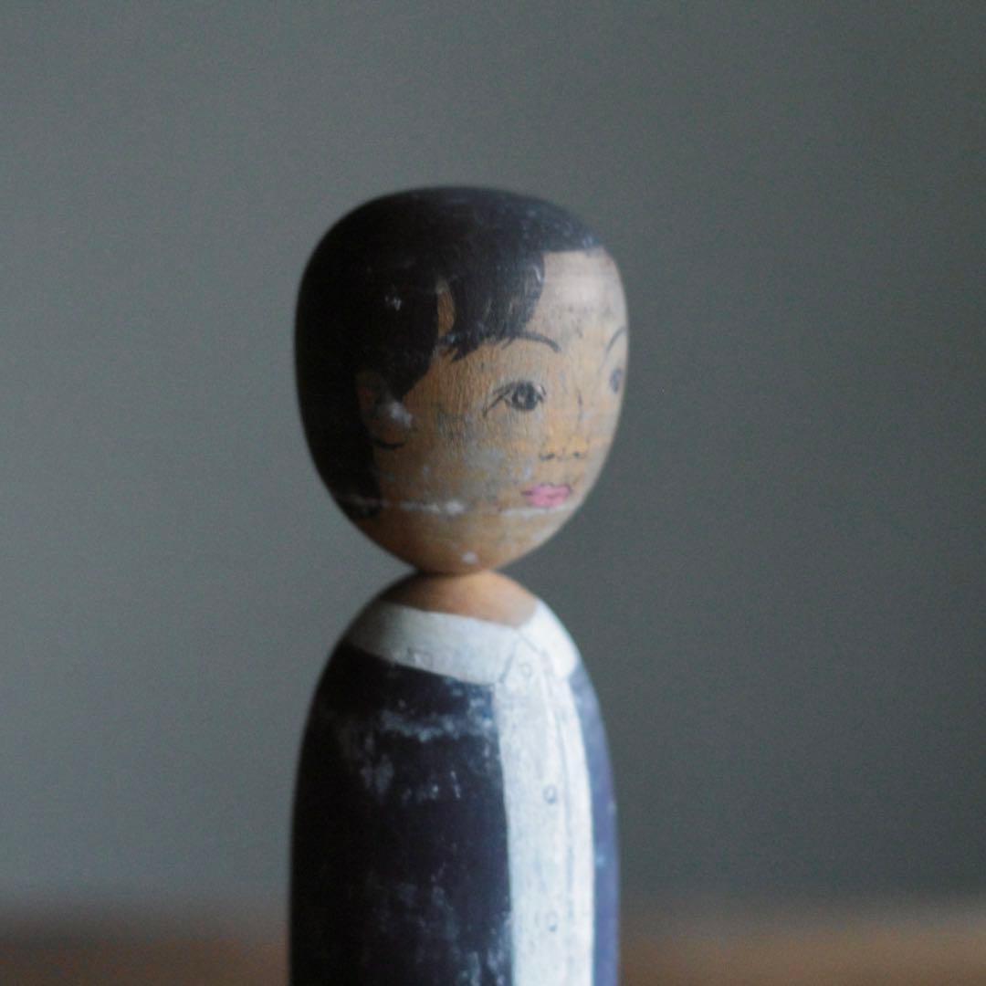 似顔絵こけし No.7 弔い 1965年制作 木偶 古道具 アンティーク