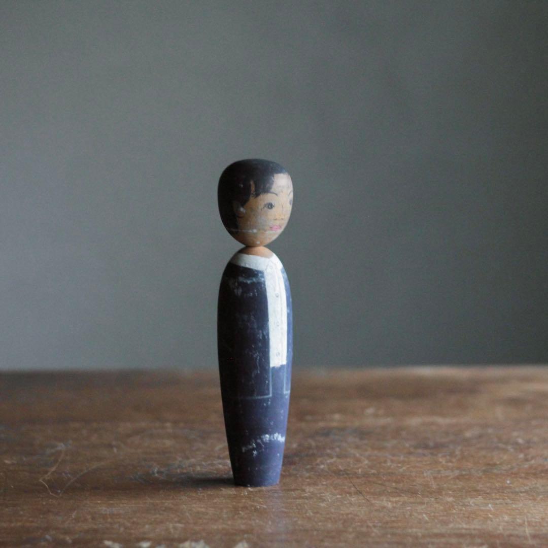 似顔絵こけし No.7 弔い 1965年制作 木偶 古道具 アンティーク
