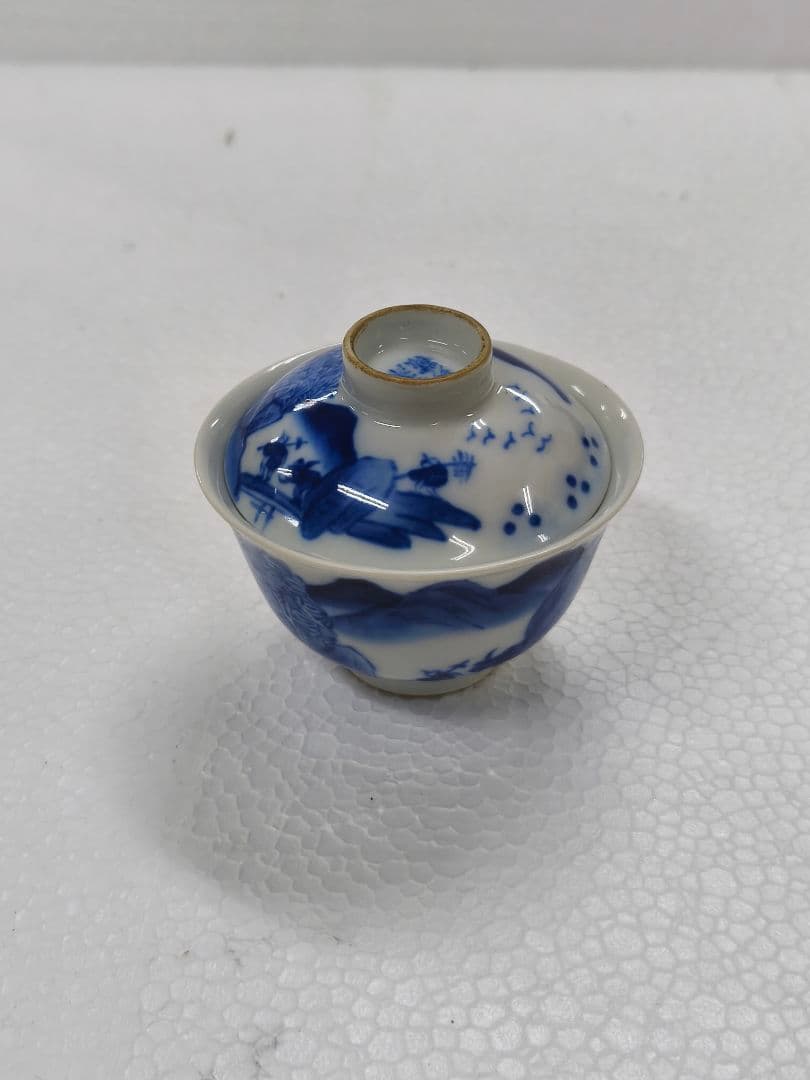 東*堂様 中国 青白磁の風景画茶碗 若深珍藏