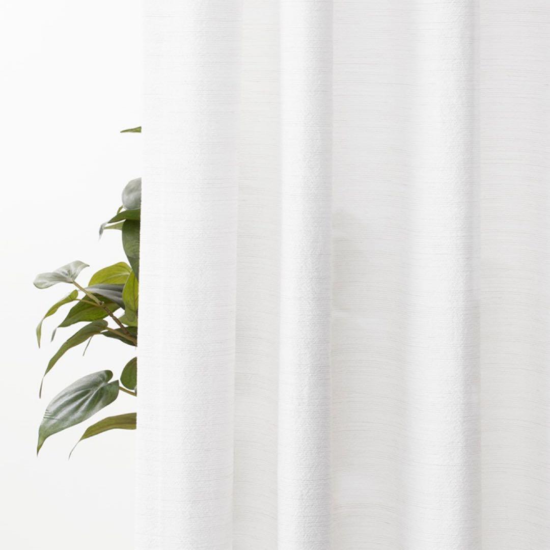 KEYUKA カーテン多機能ナチュラル麻調ボイルⅡ（ホワイト）幅200㎝丈91㎝