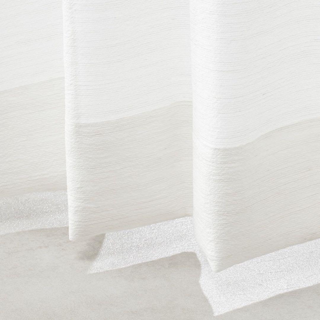 KEYUKA カーテン多機能ナチュラル麻調ボイルⅡ（ホワイト）幅200㎝丈91㎝