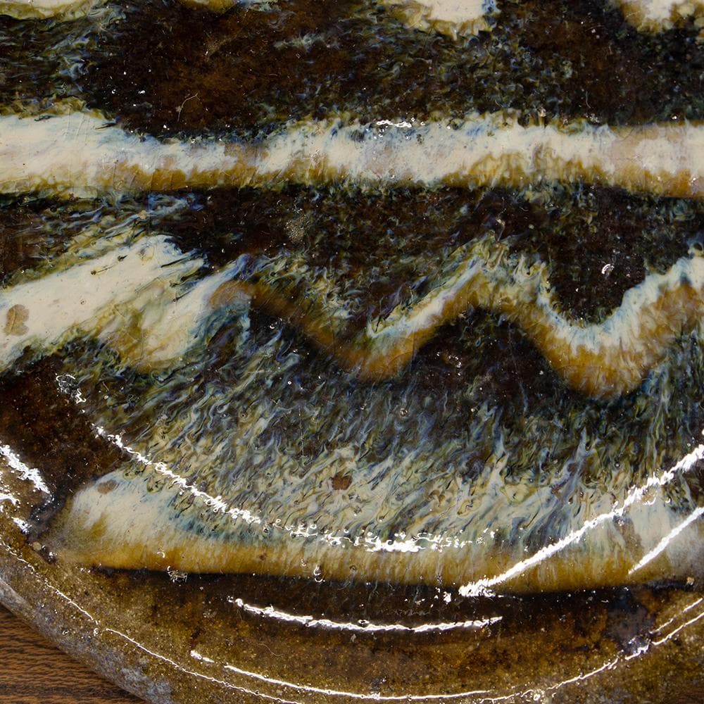 布志名焼 民芸 小皿4枚 波模様 昭和レトロ