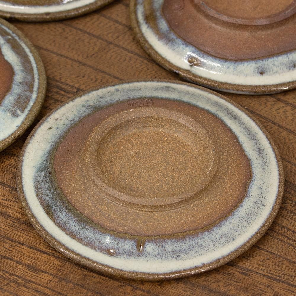 布志名焼 民芸 小皿4枚 波模様 昭和レトロ