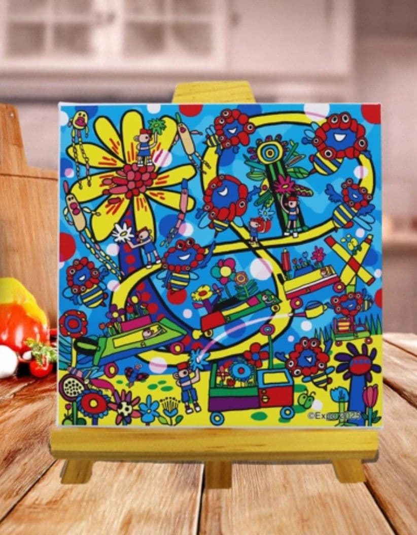 ミャクミャク キャンバスジクレー印刷 ミャクミャク∞脈々と彩る蜂の舞1 S0号