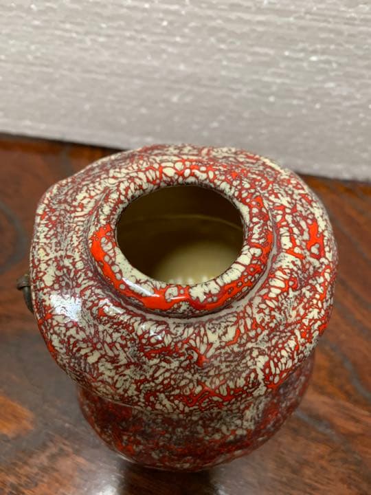 箕面焼  瓢形 掛け、置く、両用花瓶、