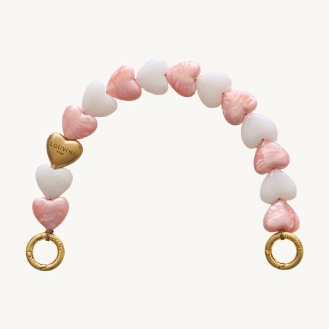 【LOUVINI】ハンドストラップ PETIT CUORE PINK-WHITE