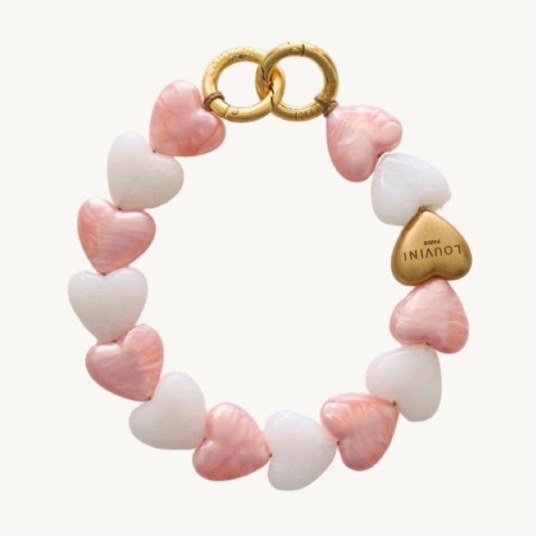 【LOUVINI】ハンドストラップ PETIT CUORE PINK-WHITE