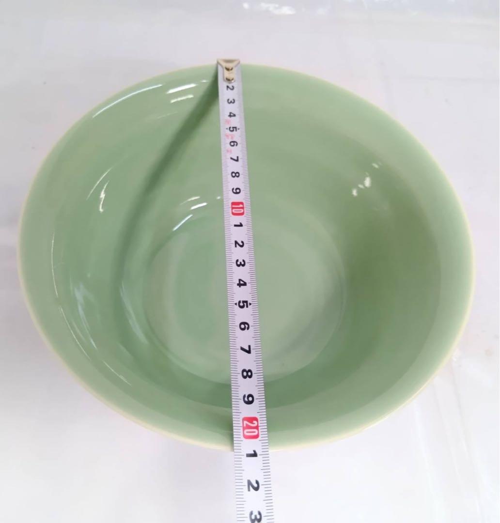 木箱入　青磁象雲鶴　菓子鉢　景德鎮製　大皿　盛鉢　大鉢　丼　どんぶり　骨董