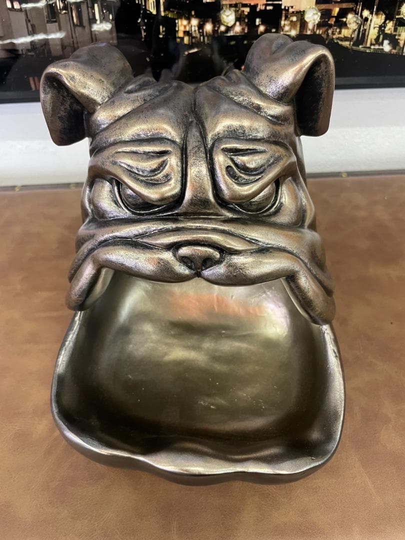 ブルドッグ　小物入れ　灰皿　トレー　インダストリアル　トレイ　キー　鍵　犬　金