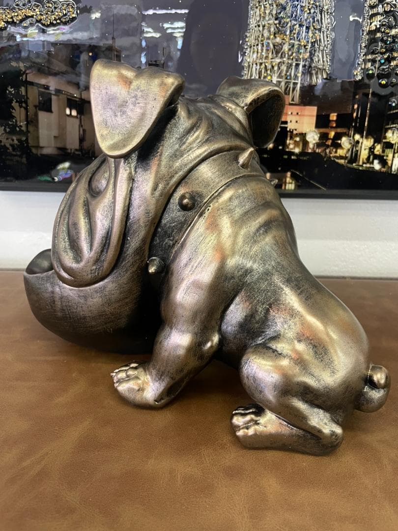 ブルドッグ　小物入れ　灰皿　トレー　インダストリアル　トレイ　キー　鍵　犬　金