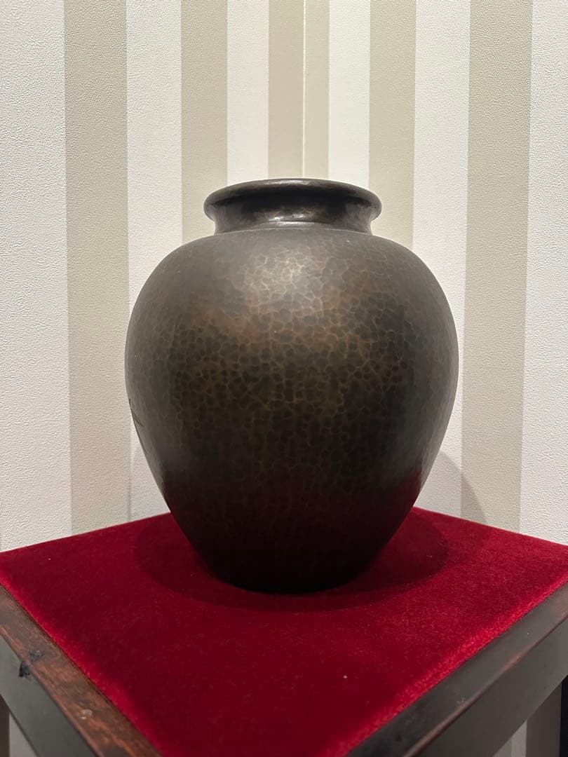 銅製　縁起物　松竹梅　銅製花瓶　花器　壺　工芸品　骨董品　玉川堂