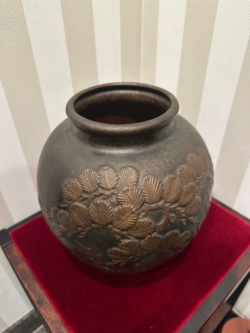 銅製　縁起物　松竹梅　銅製花瓶　花器　壺　工芸品　骨董品　玉川堂