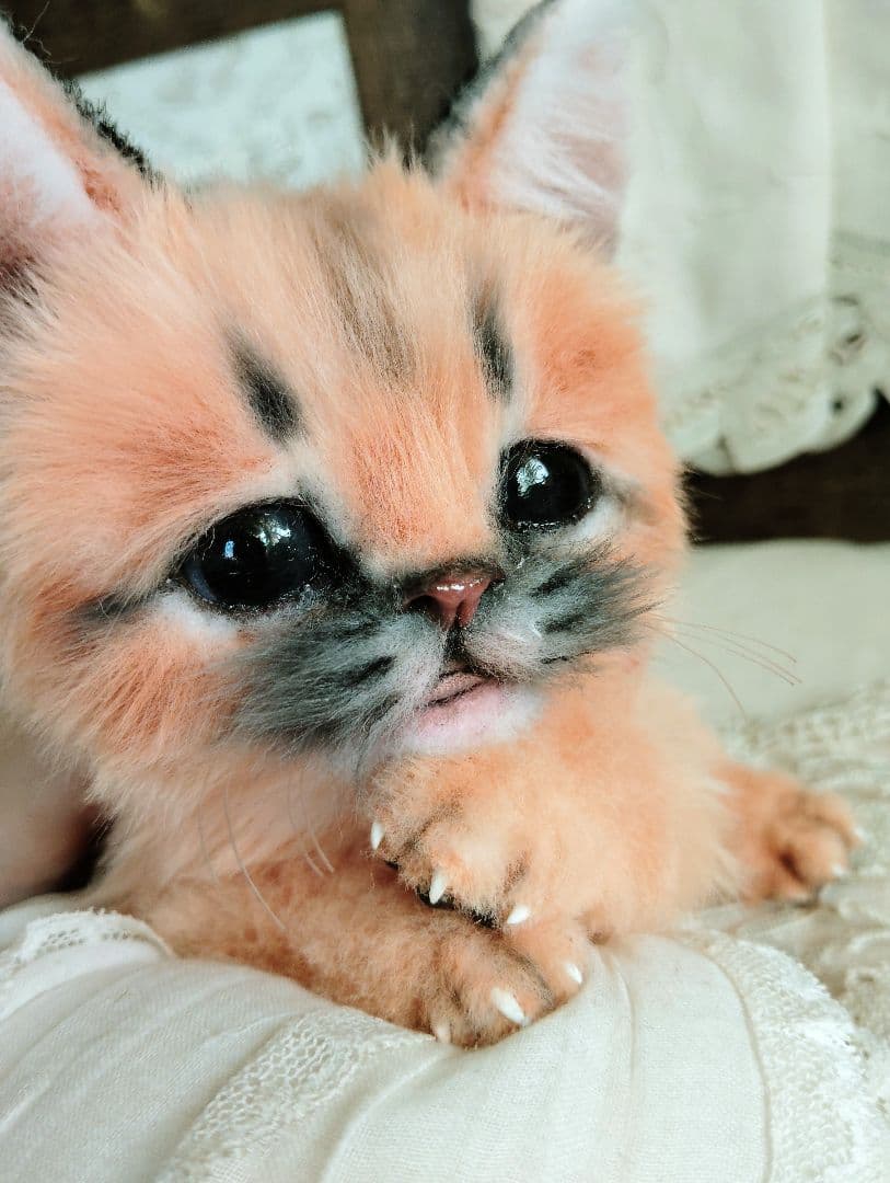 ネコ科赤ちゃんシリーズ❤カラカルベビー♡お口開閉♡アートドール♡ぬいぐるみ♡