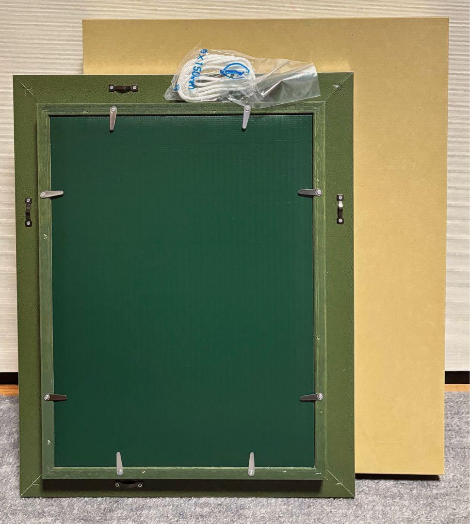 【F4号】手描き油彩　水森亜土　サイン　額縁　未使用額　人気作品　絵画　女性