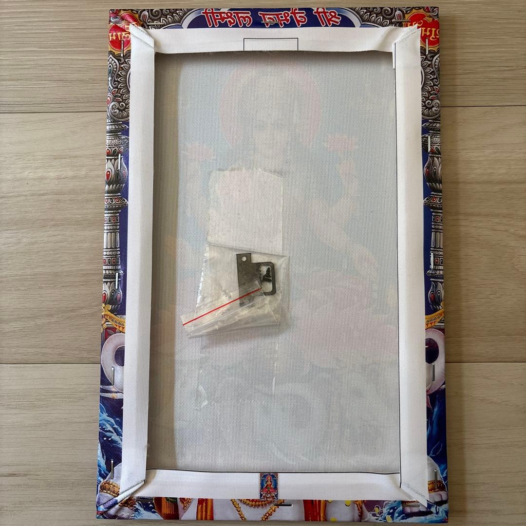 希少、ヒンドゥー教、インドの女神、キャンバスアート、裏面フック付き、ラクシュミー