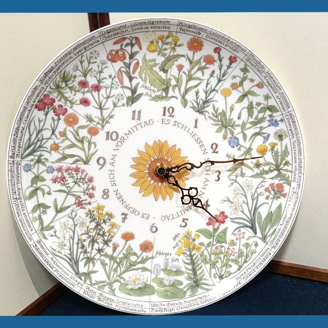 AM75 ノリタケ 皿時計 花柄 リンネ 稼働 未使用 皿立て付 栞 電池