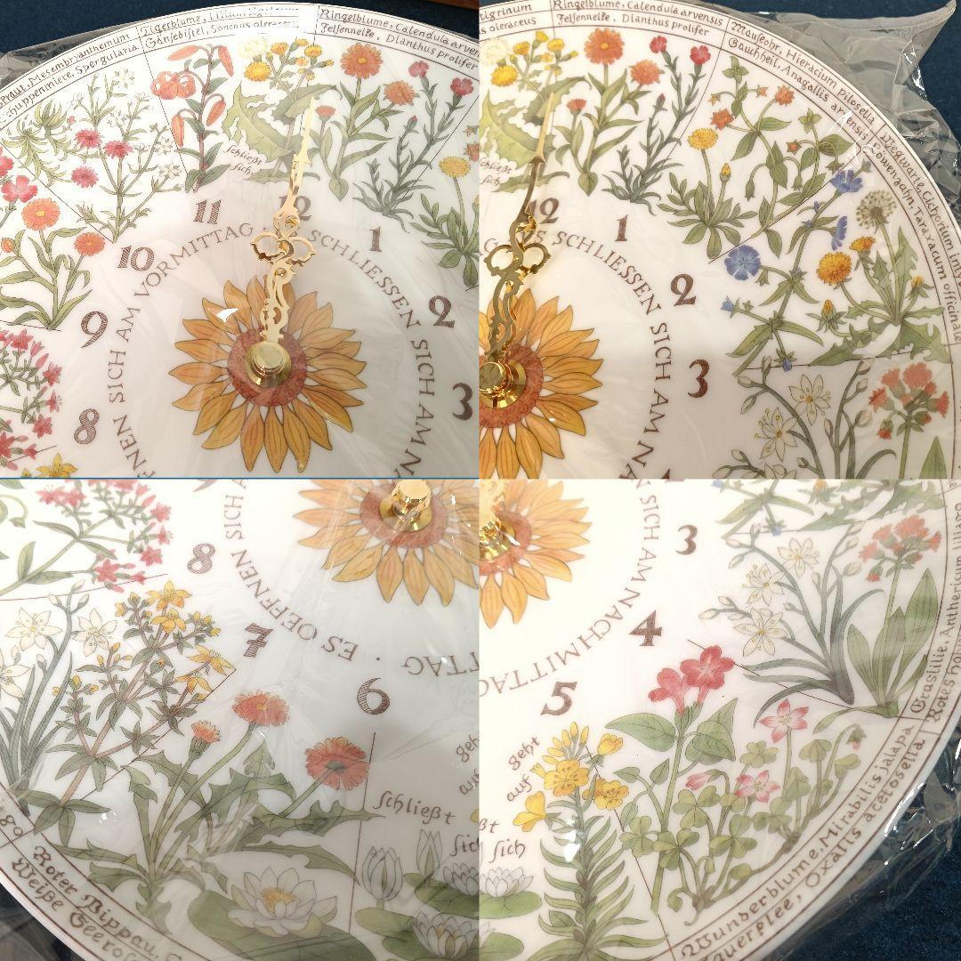 AM75 ノリタケ 皿時計 花柄 リンネ 稼働 未使用 皿立て付 栞 電池