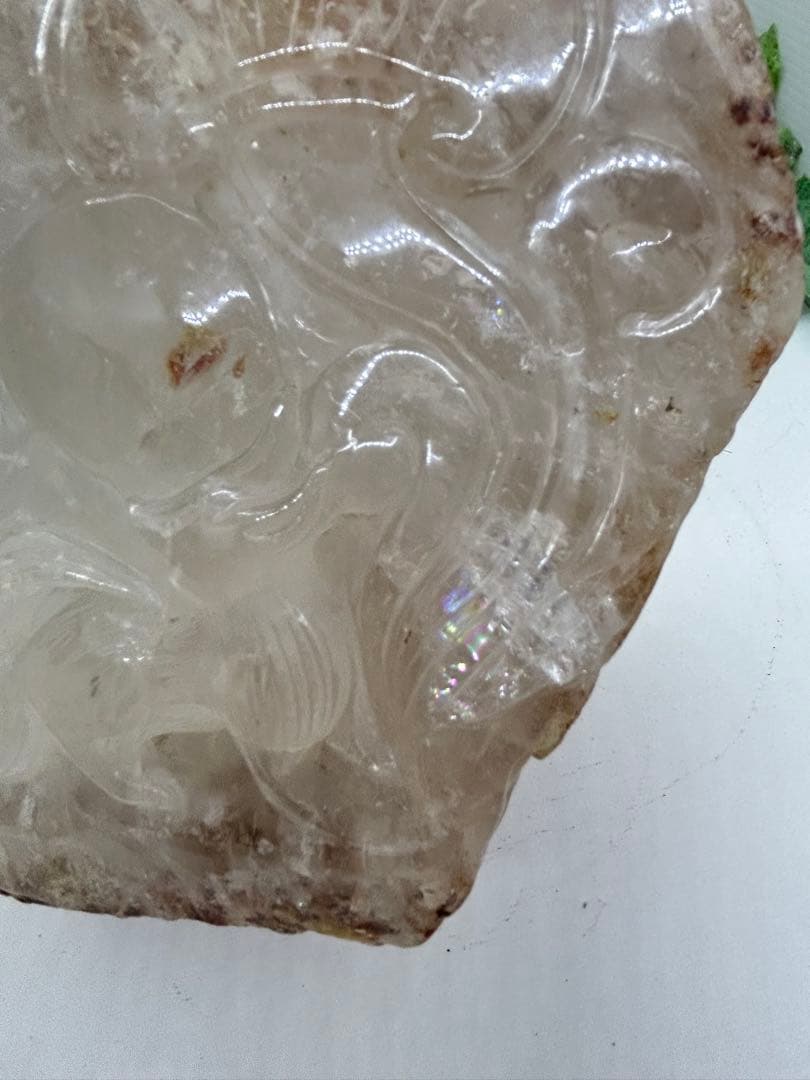 天然石水晶原石九尾浮き彫り