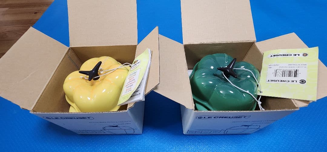 【新品未使用】ル・クルーゼ ココット ピーマン グリーン・イエロー 2個セット