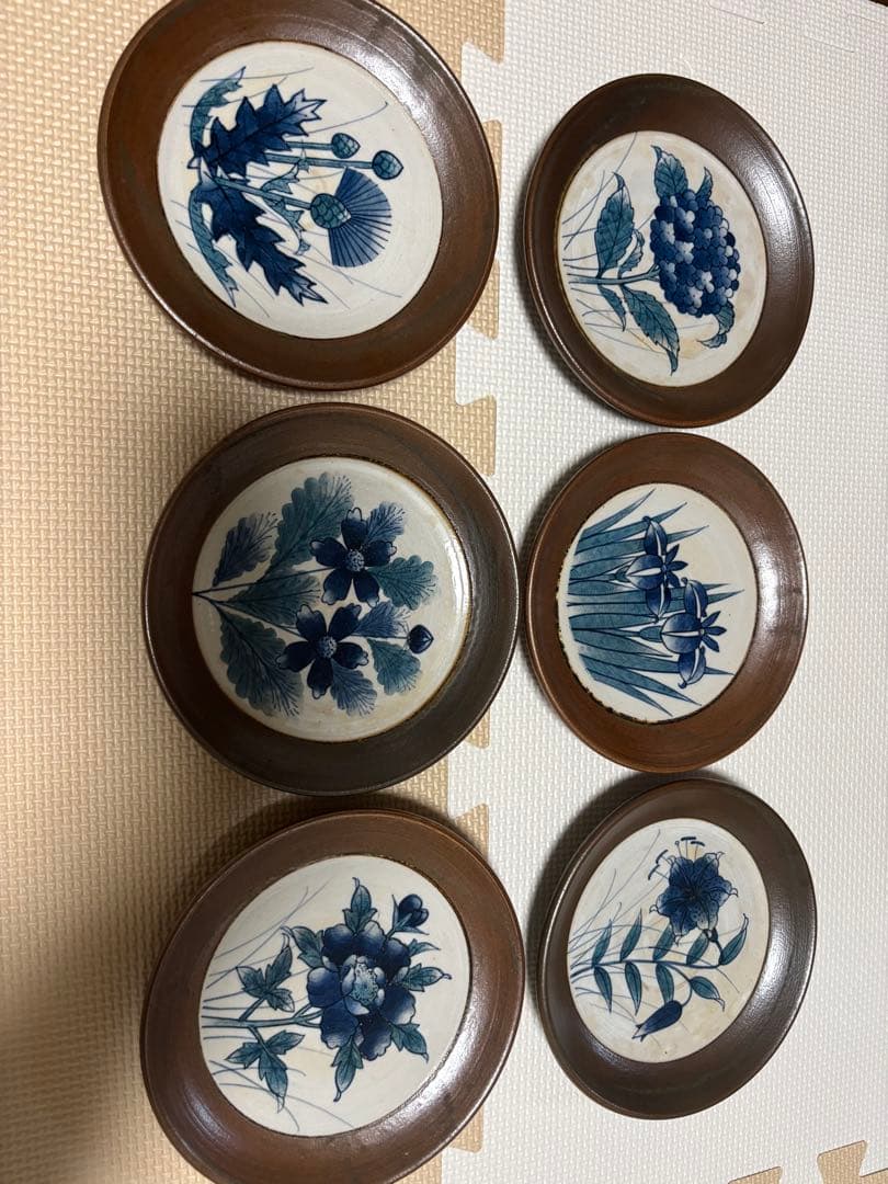 【瀬戸焼】鈴木義美 紫陽花 アンティーク 6点セット 希少 Seto