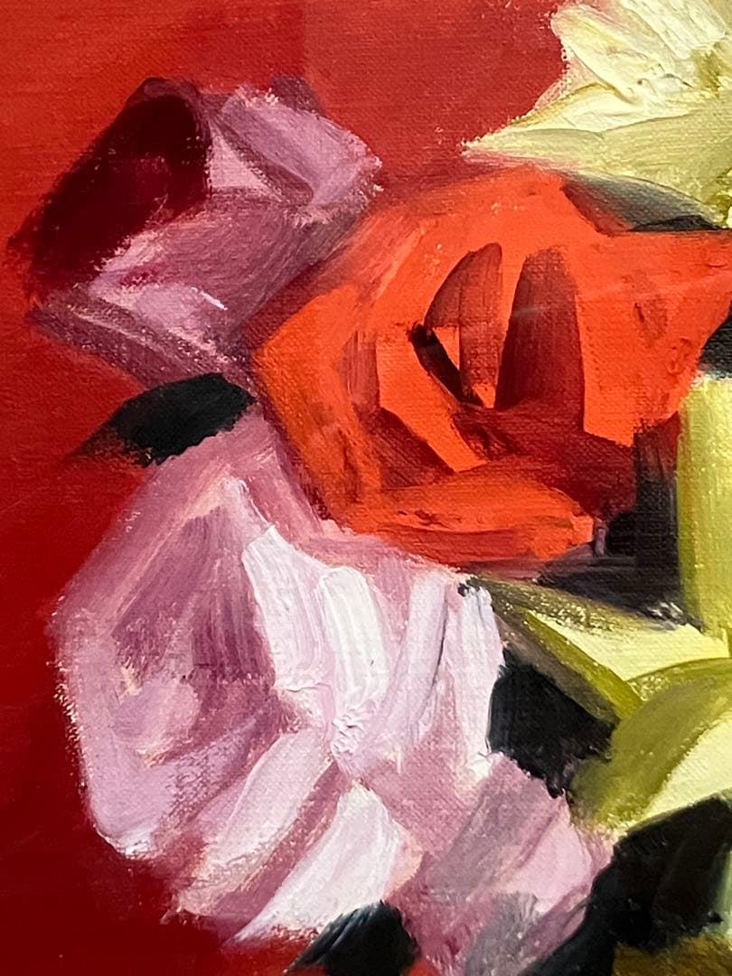 木下孝則（薔薇） 油彩 3号 人気画家 強弱のとれたバランスの良いタッチ感 油絵