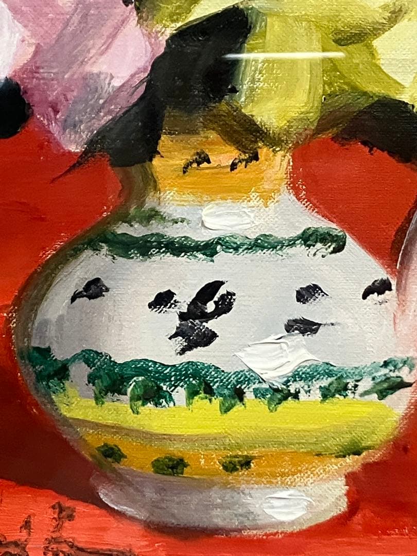 木下孝則（薔薇） 油彩 3号 人気画家 強弱のとれたバランスの良いタッチ感 油絵