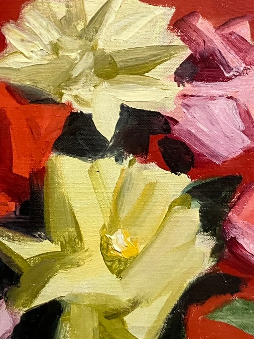 木下孝則（薔薇） 油彩 3号 人気画家 強弱のとれたバランスの良いタッチ感 油絵