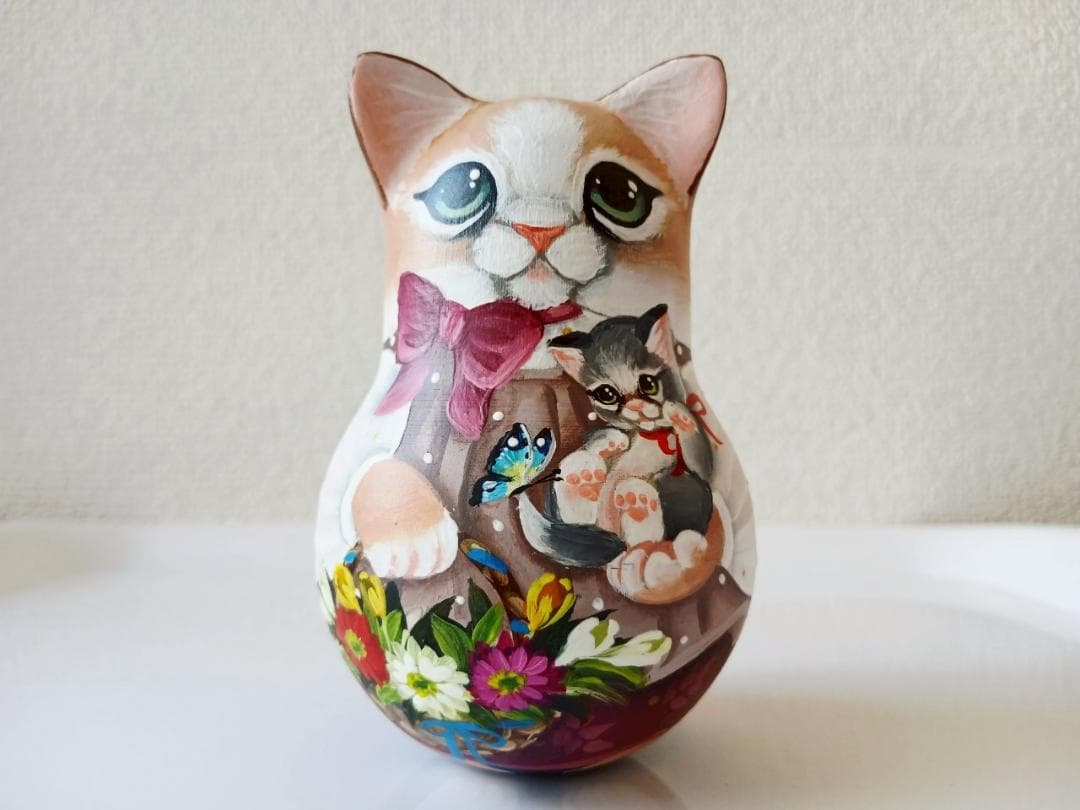 【CBT118】10cm級 おきあがりこぼし(大) スベトラーナ　ネコ