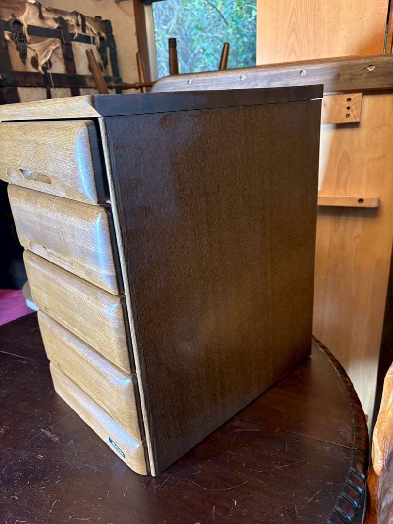 マルヨシ民芸家具 天然木 4段チェスト 小引き出し 当時物 昭和レトロ 大川系