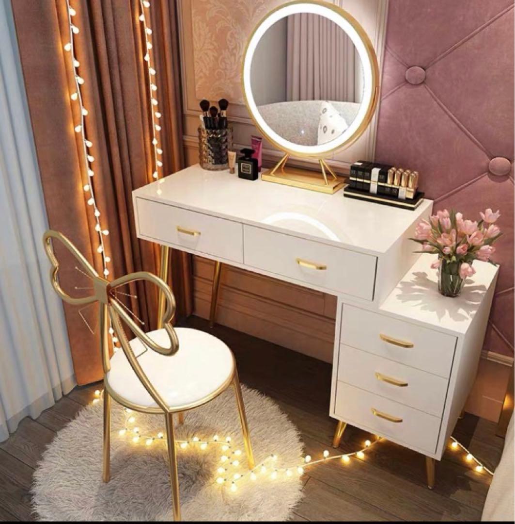 生活応援 ドレッサー　化粧台　北欧風 鏡台 オシャレ お姫系女優ミラー