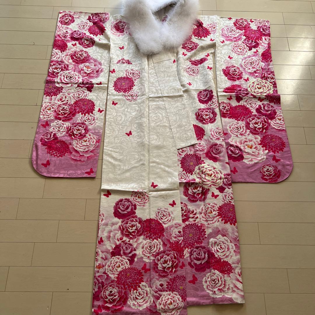 【再値下げ】一蔵　振袖　帯セット　薔薇　ピンク色