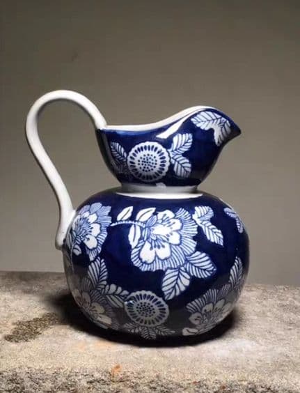 中国花瓶景徳鎮 青花磁 工芸品 古美術品時代物 装飾品置物