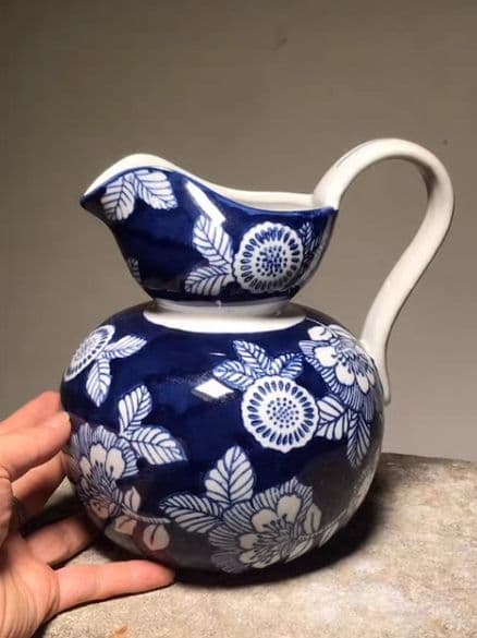 中国花瓶景徳鎮 青花磁 工芸品 古美術品時代物 装飾品置物