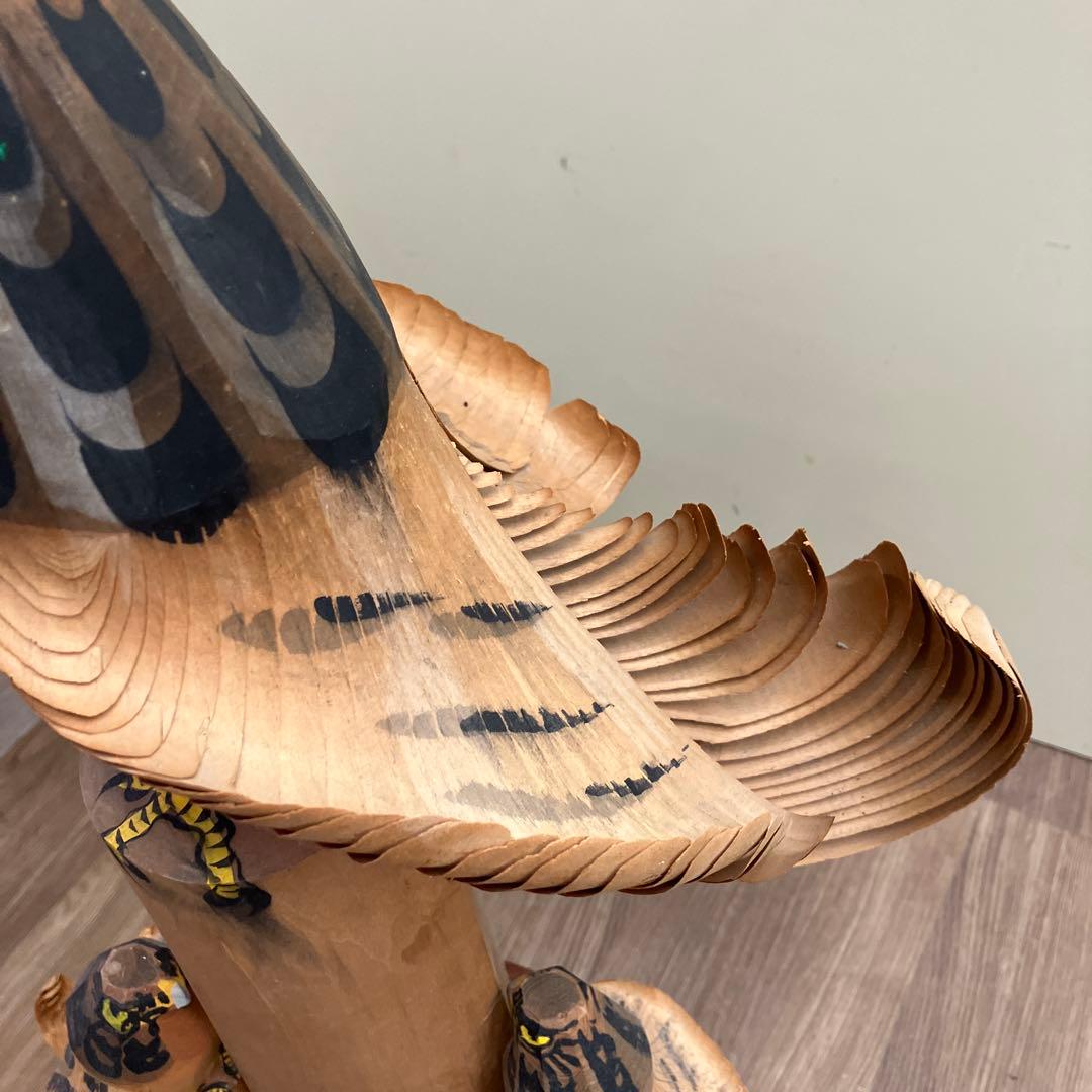 E-4 山形県伝統工芸 笹野一刀彫 お鷹ぽっぽ 3羽セット（親子鷹） インテリア