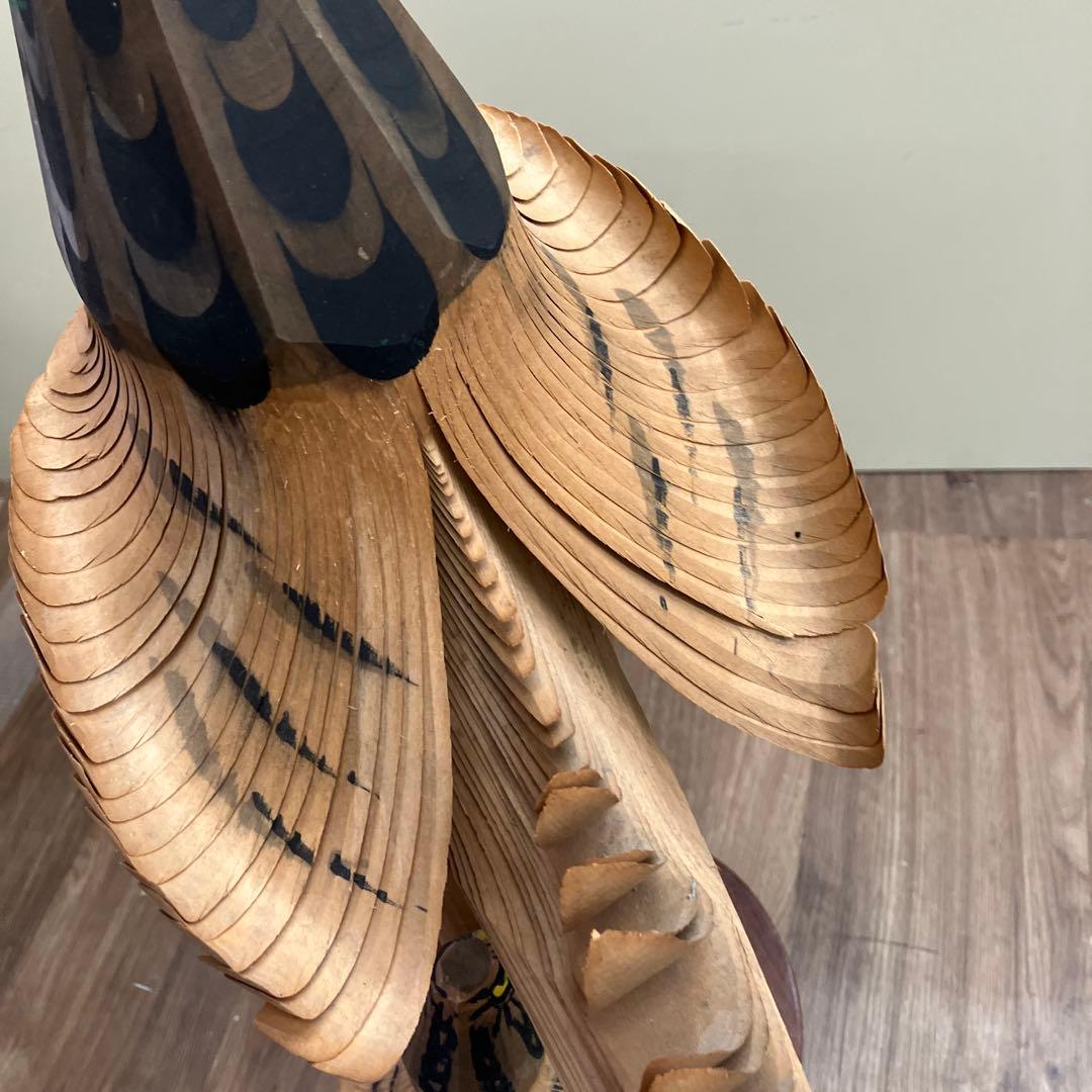 E-4 山形県伝統工芸 笹野一刀彫 お鷹ぽっぽ 3羽セット（親子鷹） インテリア