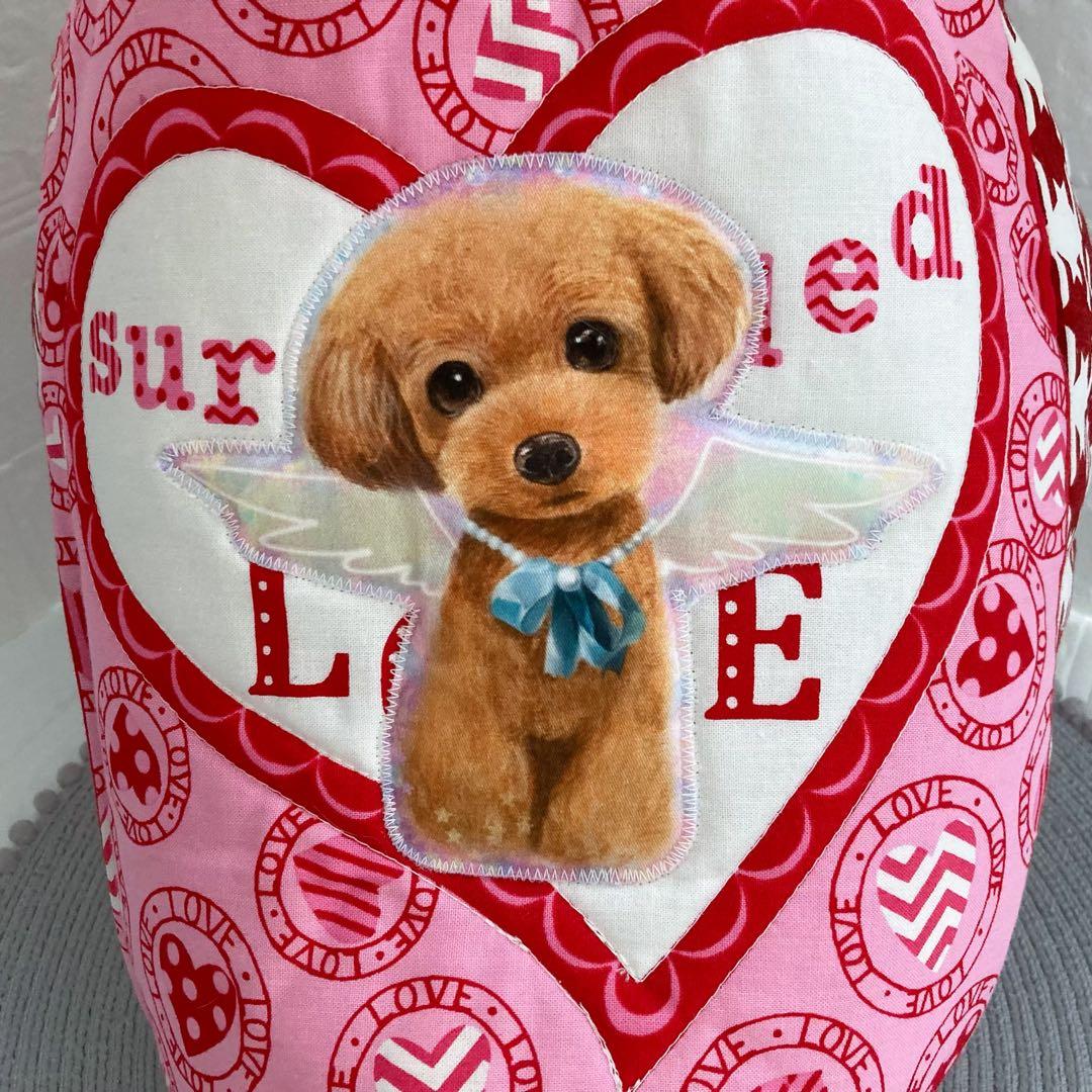 【ふわふわキルトの大きめ　バケツ型バッグ】トイプー／ショルダー／ハンドメイド