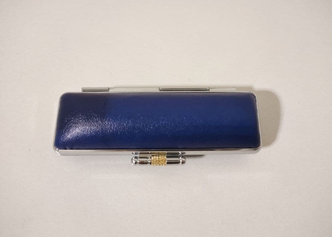 新品 朱肉付き 印鑑ケース 印鑑ケース レザー 薔薇 きれいめ ネイビー はんこ