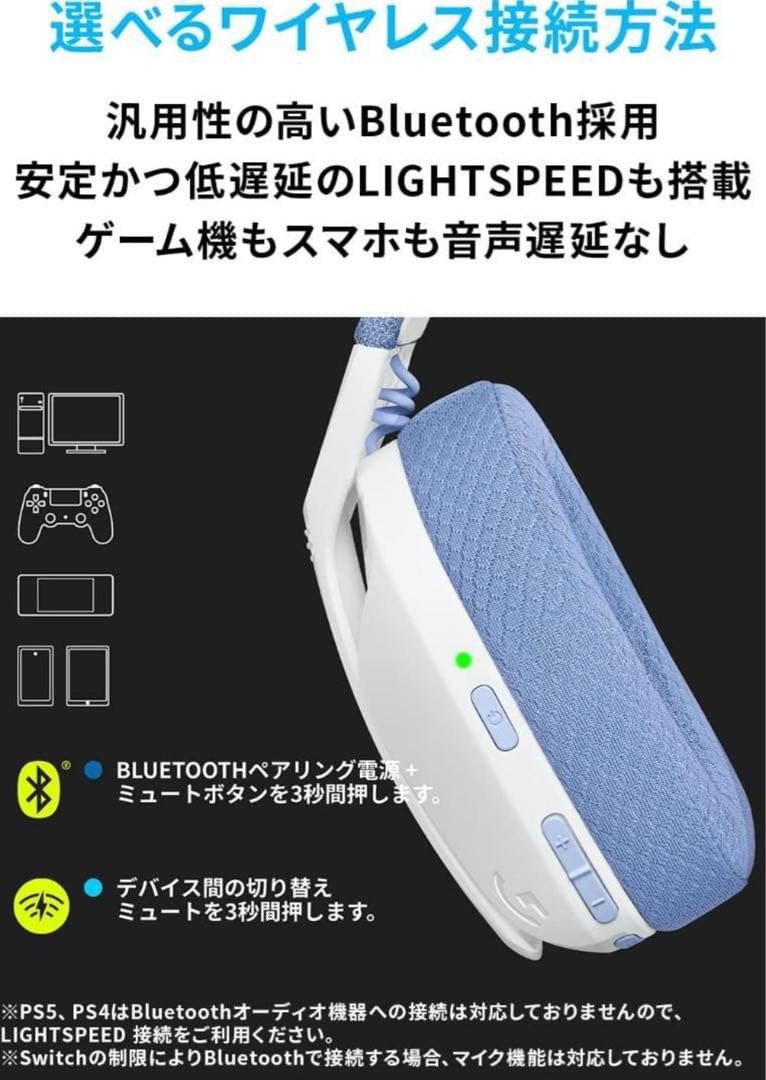logicool ワイヤレスゲーミングヘッドセット G435 ホワイト　箱無し