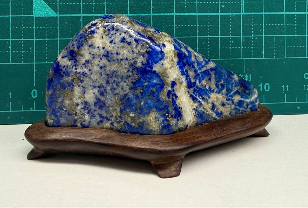 鑑賞石　アフガニスタン　ラピスラズリ 木製台座付き