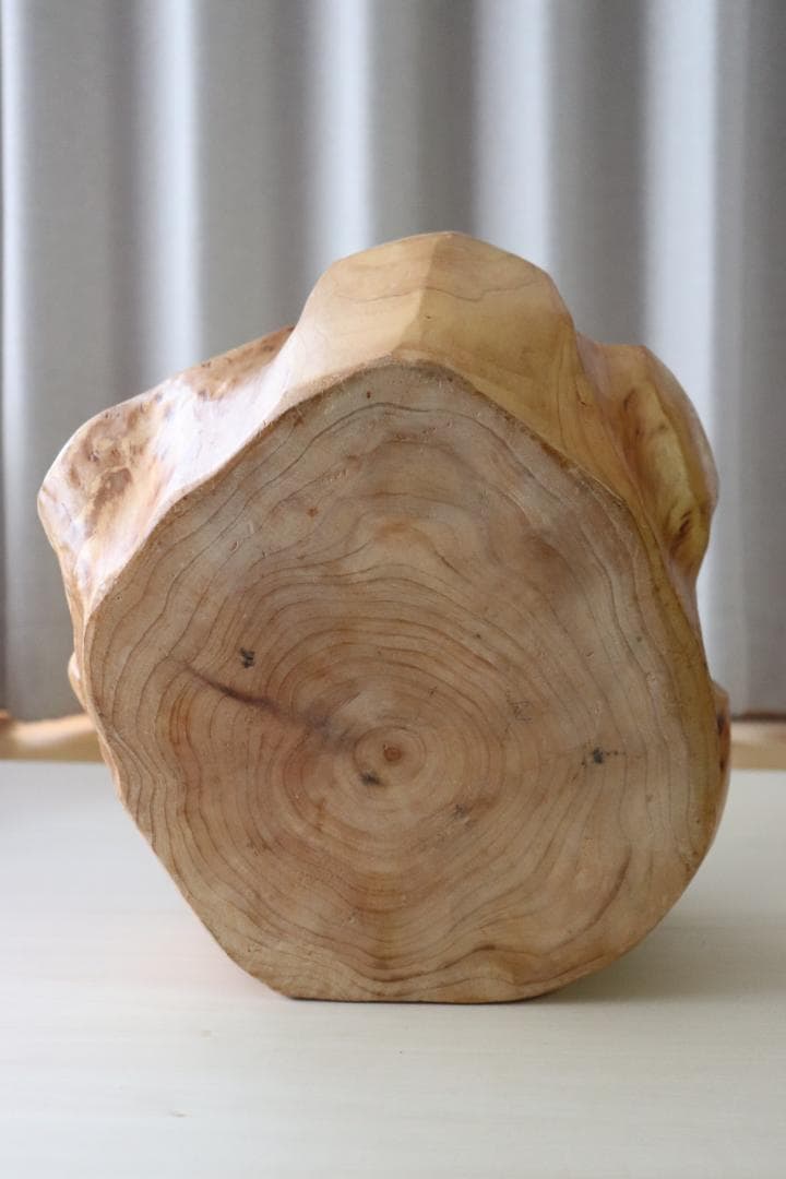 天然木　無垢材　くり抜き　手籠　花かご　果物かご