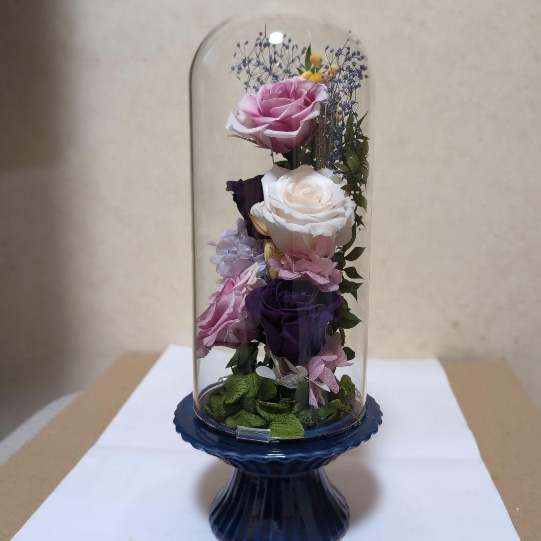 特選仏花　 造花無し　大　一基 ガラスドーム入り プリザーブドフラワー