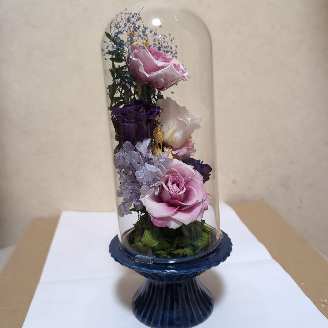 特選仏花　 造花無し　大　一基 ガラスドーム入り プリザーブドフラワー