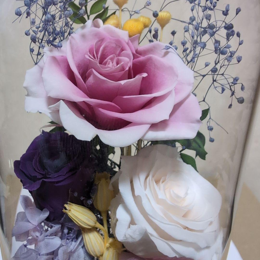 特選仏花　 造花無し　大　一基 ガラスドーム入り プリザーブドフラワー