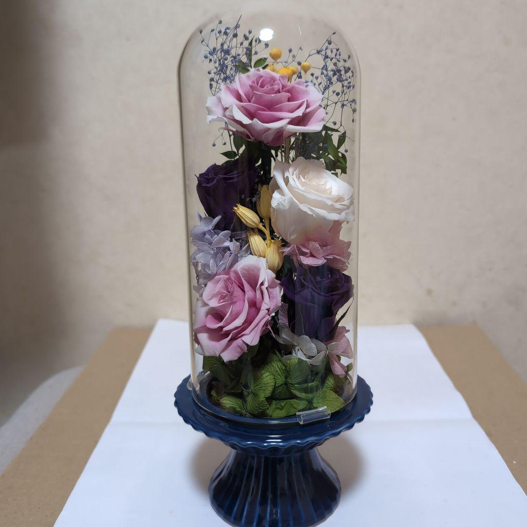 特選仏花　 造花無し　大　一基 ガラスドーム入り プリザーブドフラワー