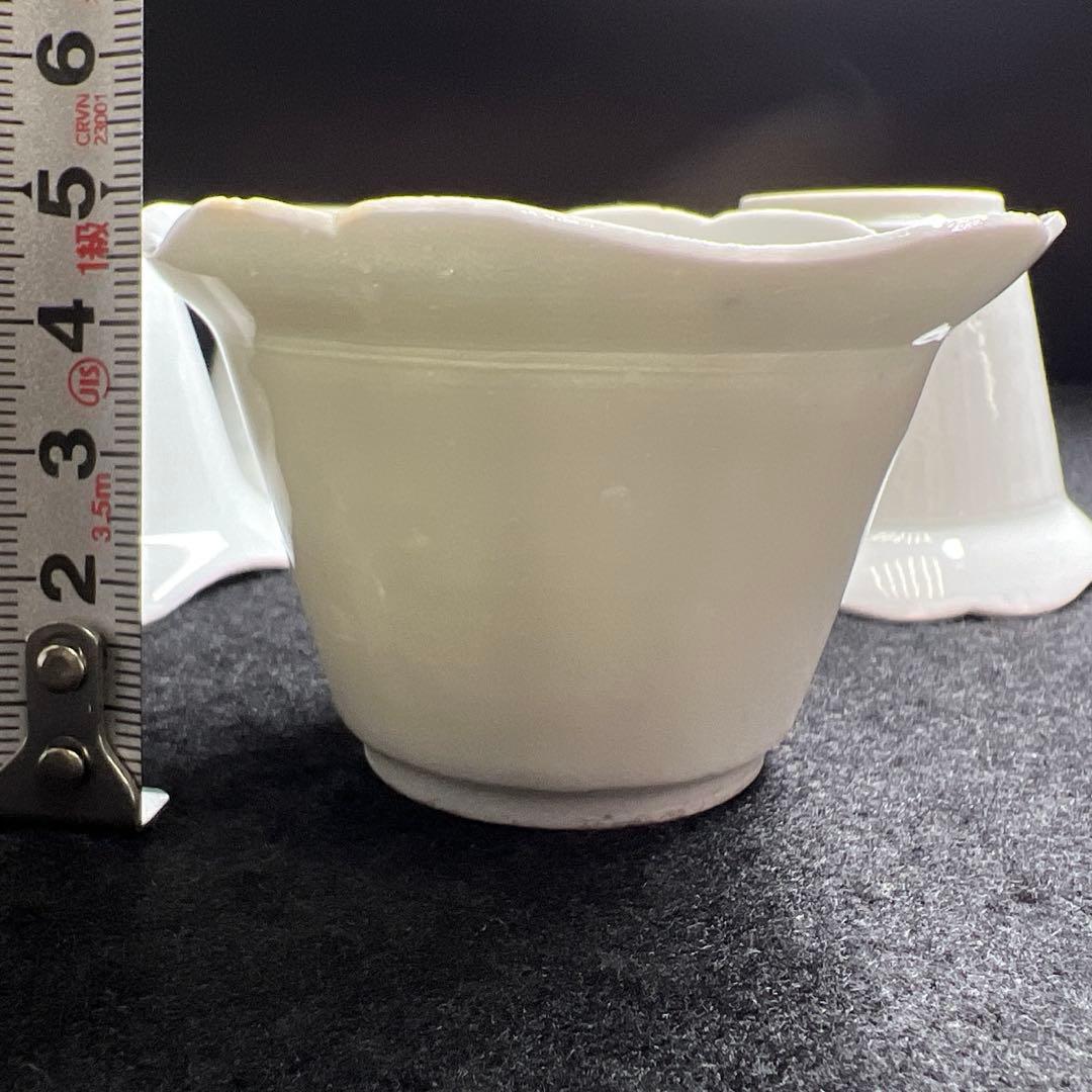 江戸中期　柿右衛門　白磁猪口5点　口径約7.5㎝　東Y8-0403☆2Fトヒサル