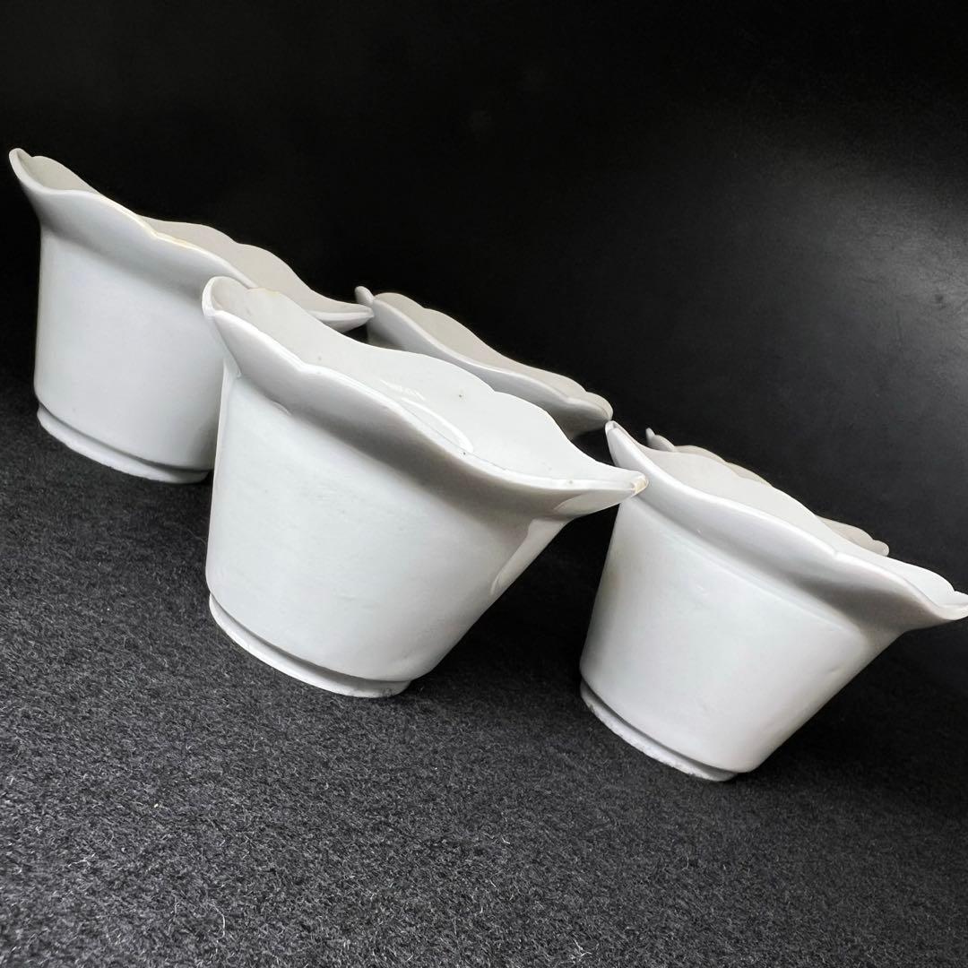 江戸中期　柿右衛門　白磁猪口5点　口径約7.5㎝　東Y8-0403☆2Fトヒサル